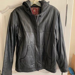 Black Hooded Leather Jacket